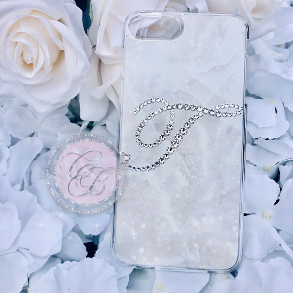 Marble Sparkle Initial Personalised Phone Case