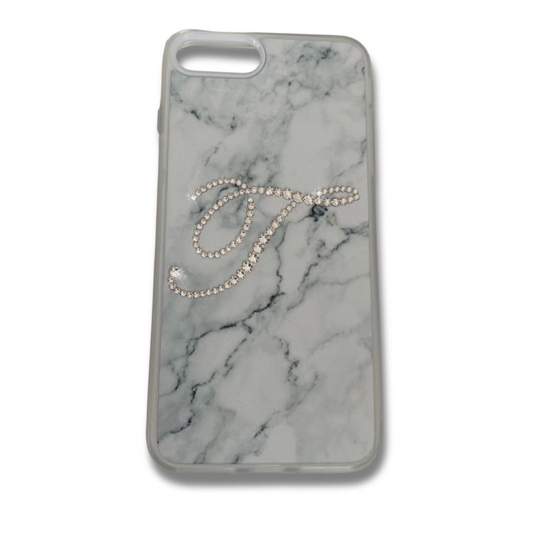 Grey Marble Sparkle Initial Personalised Phone Case