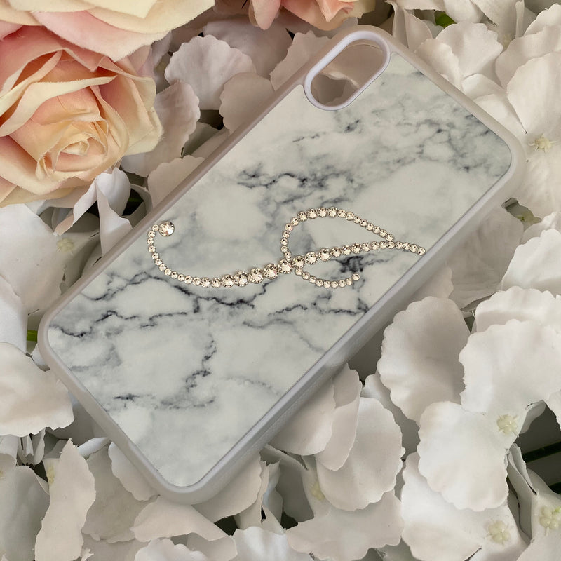 Grey Marble Sparkle Initial Personalised Phone Case