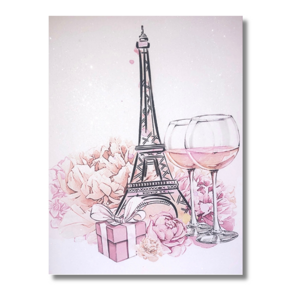 Floral Paris Canvas | Glitter Paris Wall Art | Crystalise Boutique