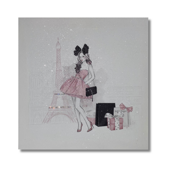 Glitter Fashion Canvas Wall Art | Paris Girl Picture | Crystalise Boutique