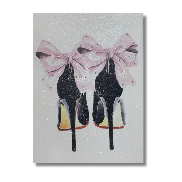 Pink Wall Art Canvas | Glitter Heels Canvas Print | Crystalise Boutique