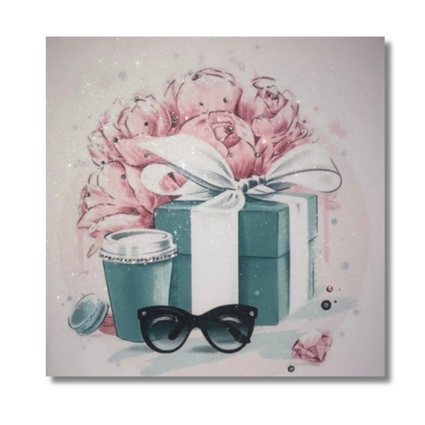 Tiffany Blue Floral Gift Box | Fashion Glitter Canvas | Crystalise Boutique