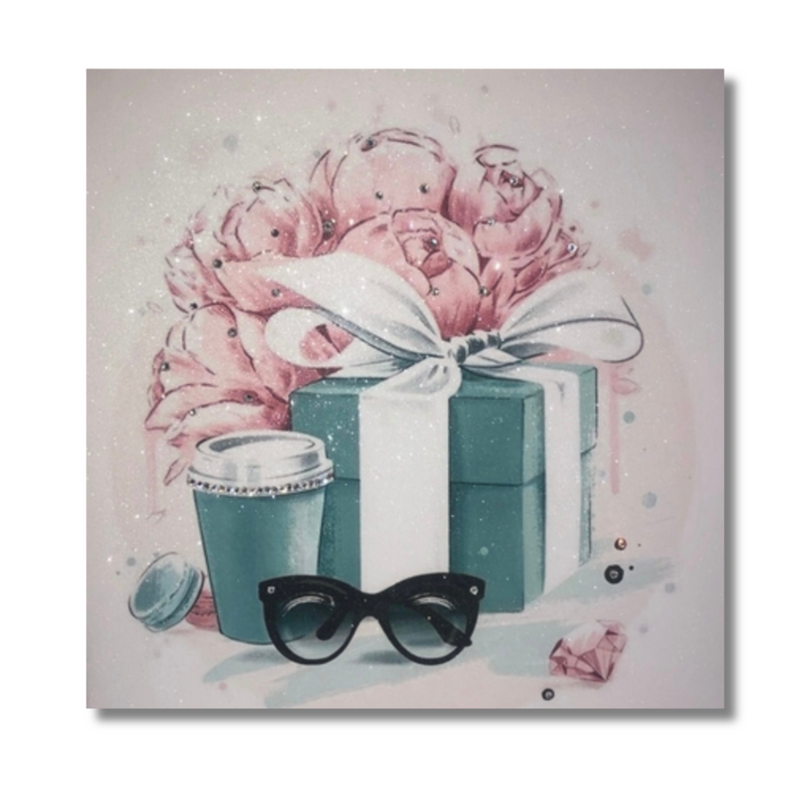Tiffany Blue Floral Gift Box | Fashion Glitter Canvas | Crystalise Boutique