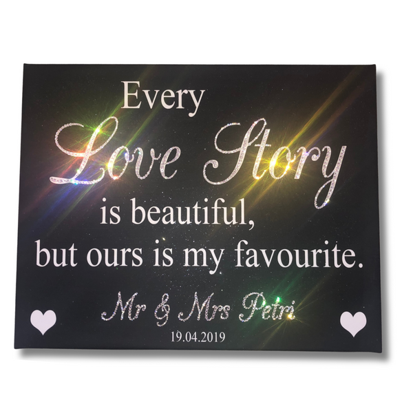Glitter Canvas Love Story Quote