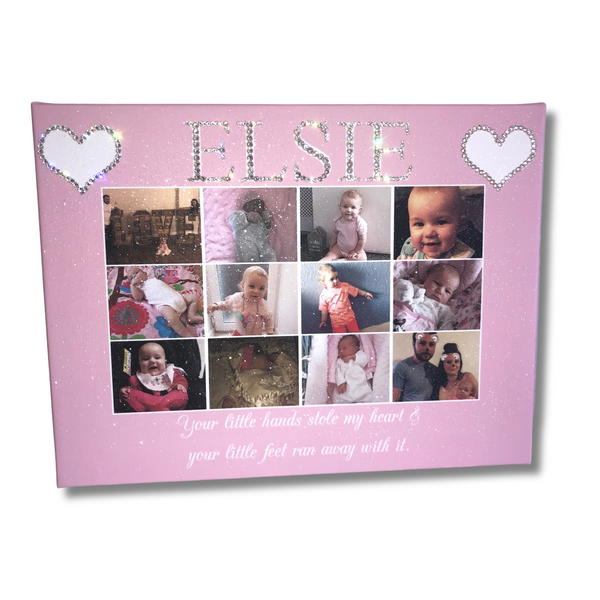 Photo Collage Personalised Glitter Canvas