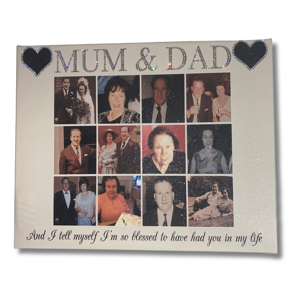 Photo Collage Personalised Glitter Canvas