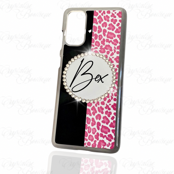 Leopard Print Black Pink Personalised Phone Case