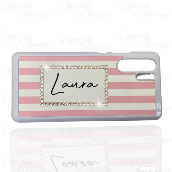 Pink Pinstripes Personalised Phone Case