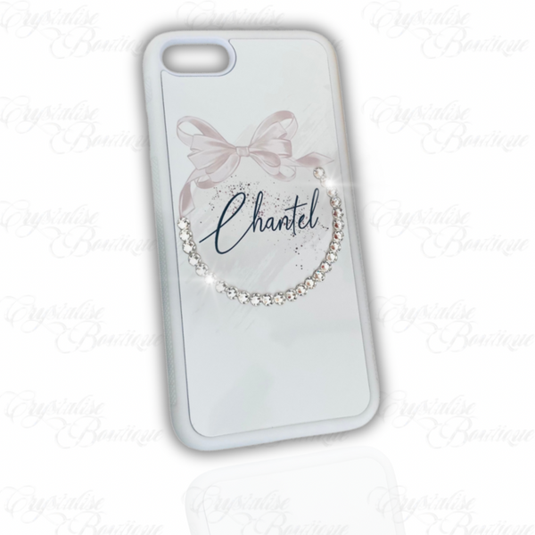 Crystal Circle Pink Bow Personalised Phone Case