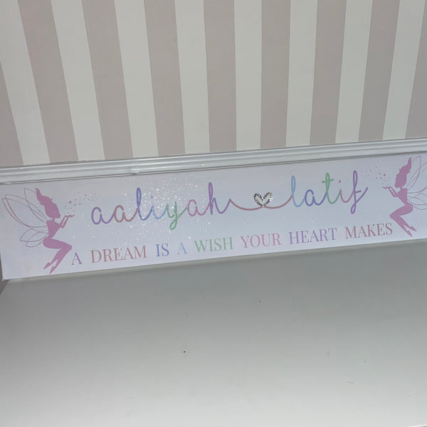 Kids Name Fairy Quote Glitter Canvas