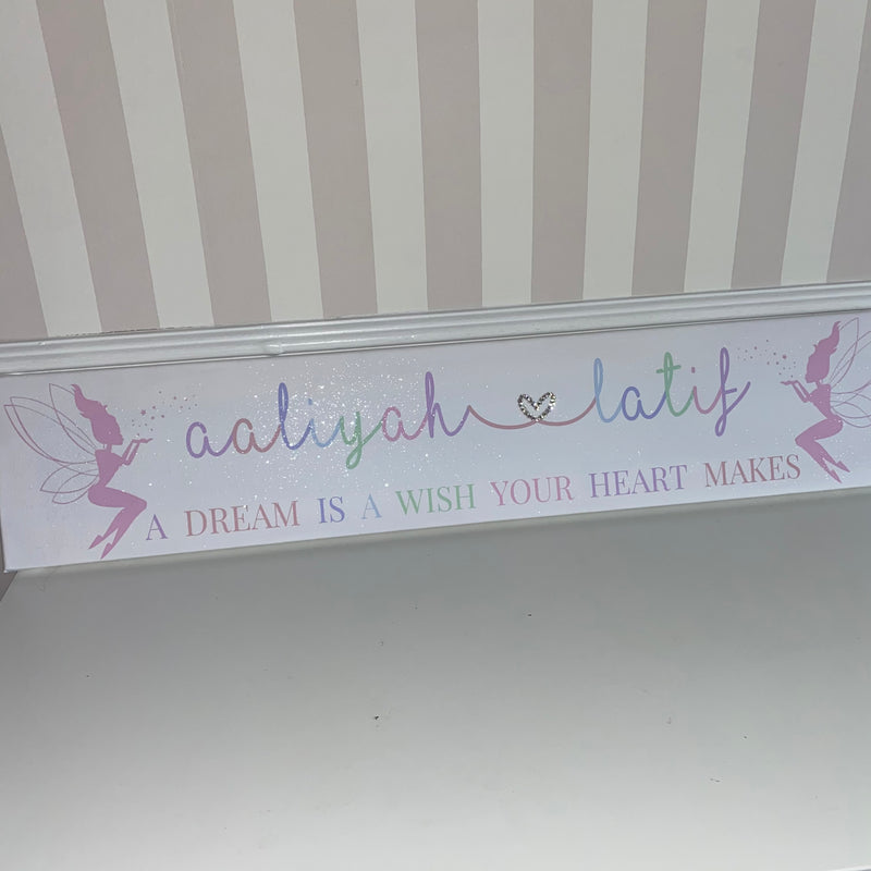 Kids Name Fairy Quote Glitter Canvas