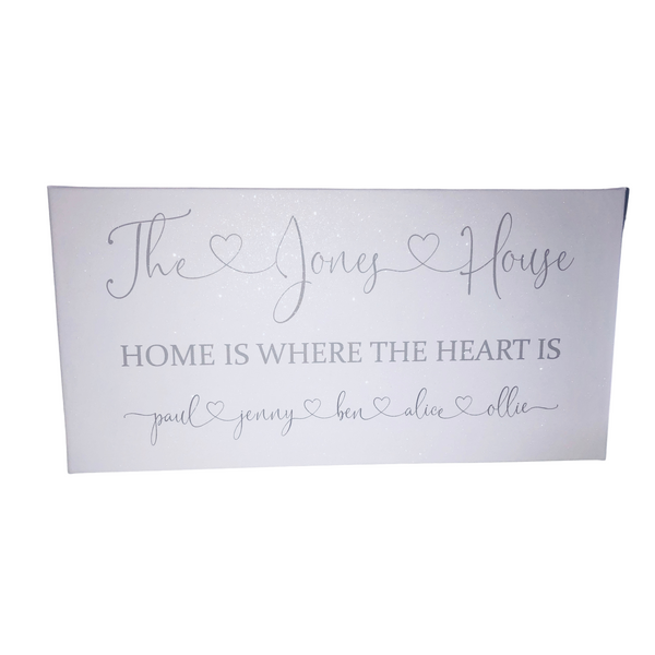 Glitter Canvas Home is where the Heart is