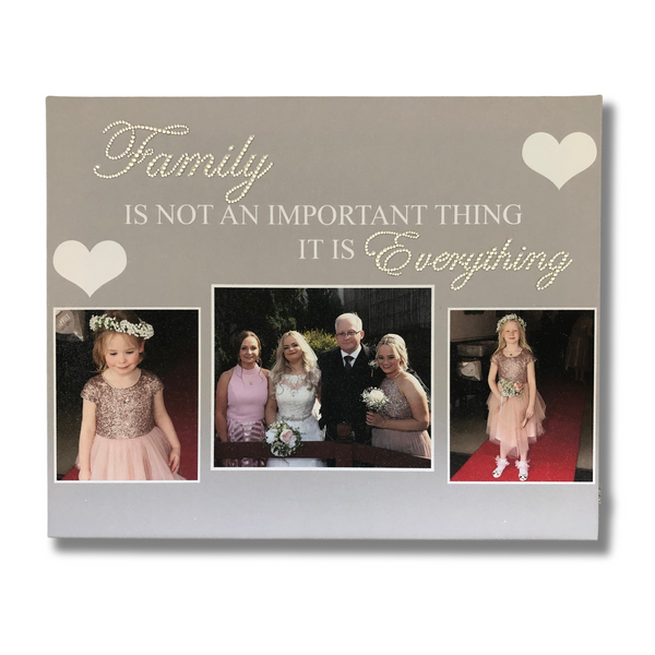 Glitter Personalised 3 Photo Collage Canvas