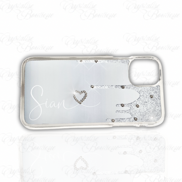 Silver Glitter Drip Personalised Phone Case