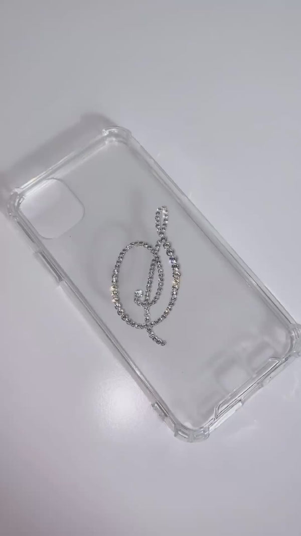 Clear Sparkle Initial Personalised Phone Case