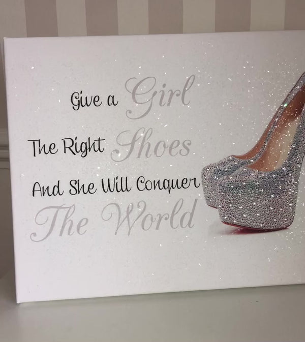 Fashion Shoe with Quote Glitter Canvas