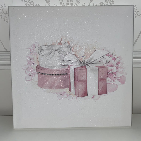 Gift boxes and floral Fashion glitter canvas